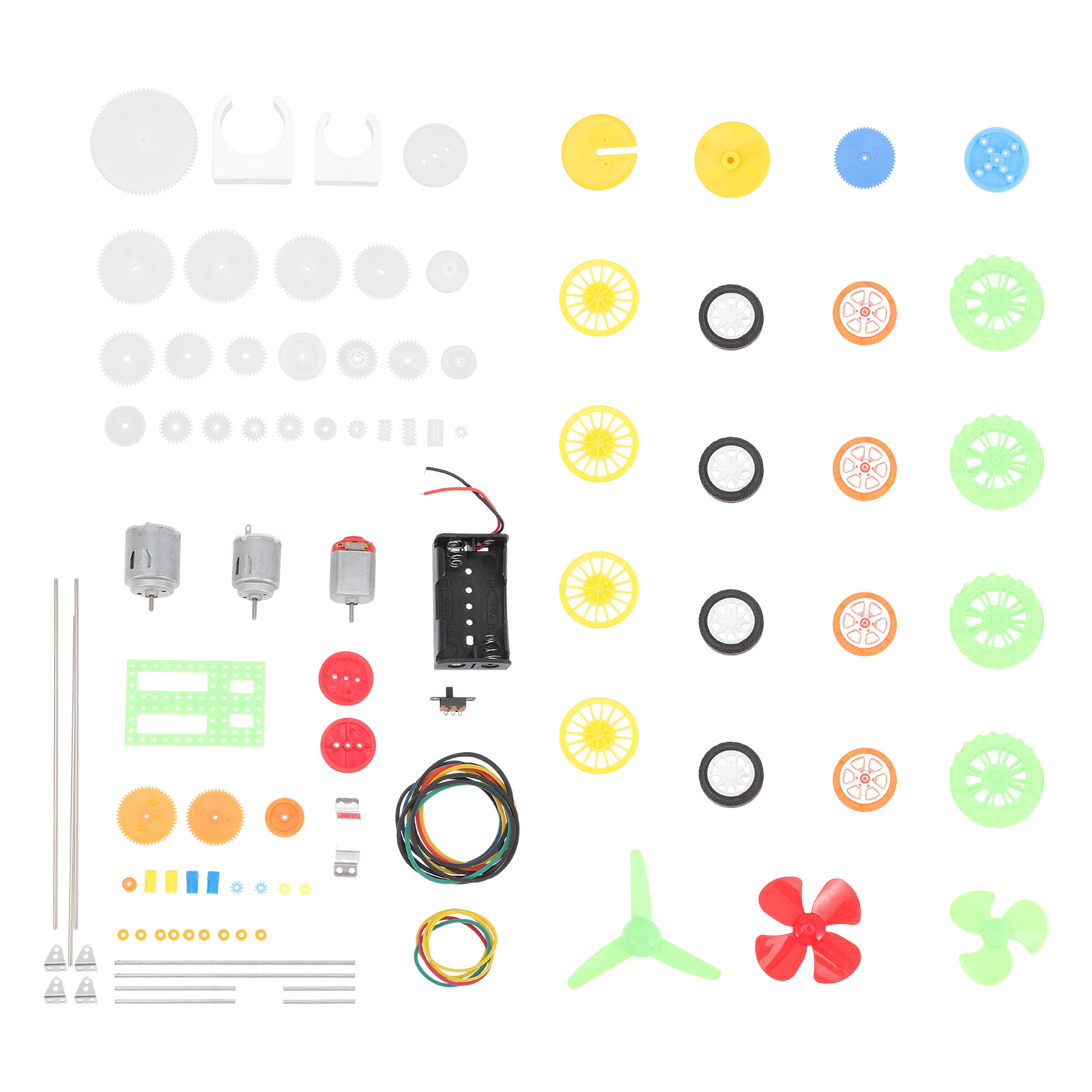 Science Kit - DC Motor Kit 112Pcs Plastic Wheels