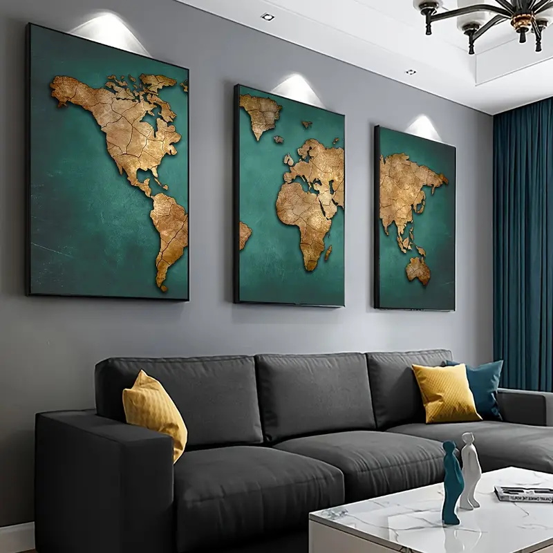 Retro World Map 3pcs/set Canva - Star Map Poster review and price