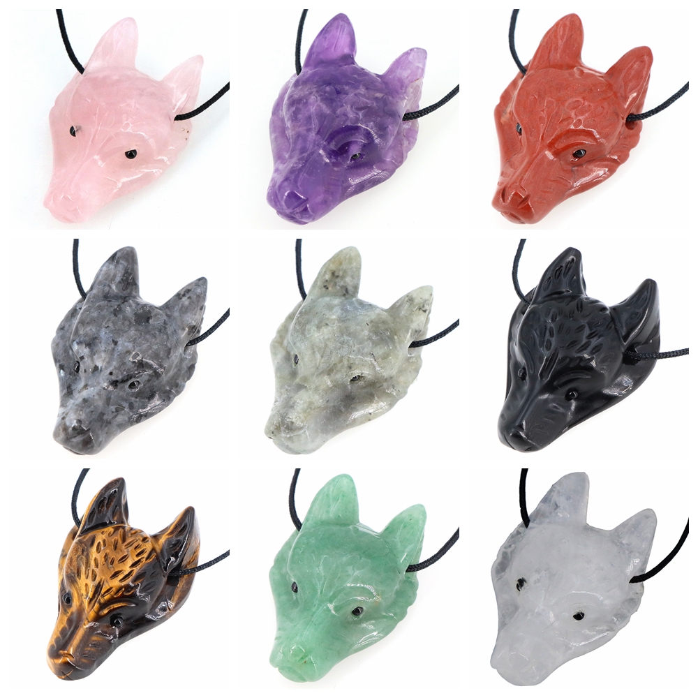 40mm Wolf Head Stone Pendant N - Science Nature review and price