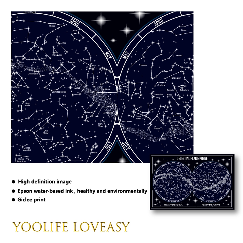 Celestial Planisphere Map Canv - Star Map Poster review and price