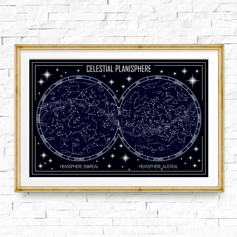 Celestial Planisphere Map Canv - Star Map Poster review and price